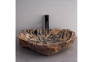 MIDUSO 204 - Handcrafted Irregular River Stone Vessel Sink; Real Stone Sink; Unique Vessel Sink - Choose Your Design Under 'Color' Options
