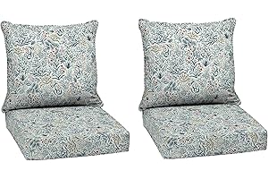 Arden Outdoor Deep Seat Cushion Set (2-Pack), 24 in x 24 in, Weather-Proof, Rain-Proof, Fade Resistant Patio Cushion for Chai