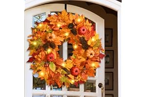 BLEUM CADE Fall Decorations Fall Wreath, 22 Inch Fall Wreaths for Front Door, Autumn Wreath with Pumpkins Pinecones for Home Wall Fall Decor