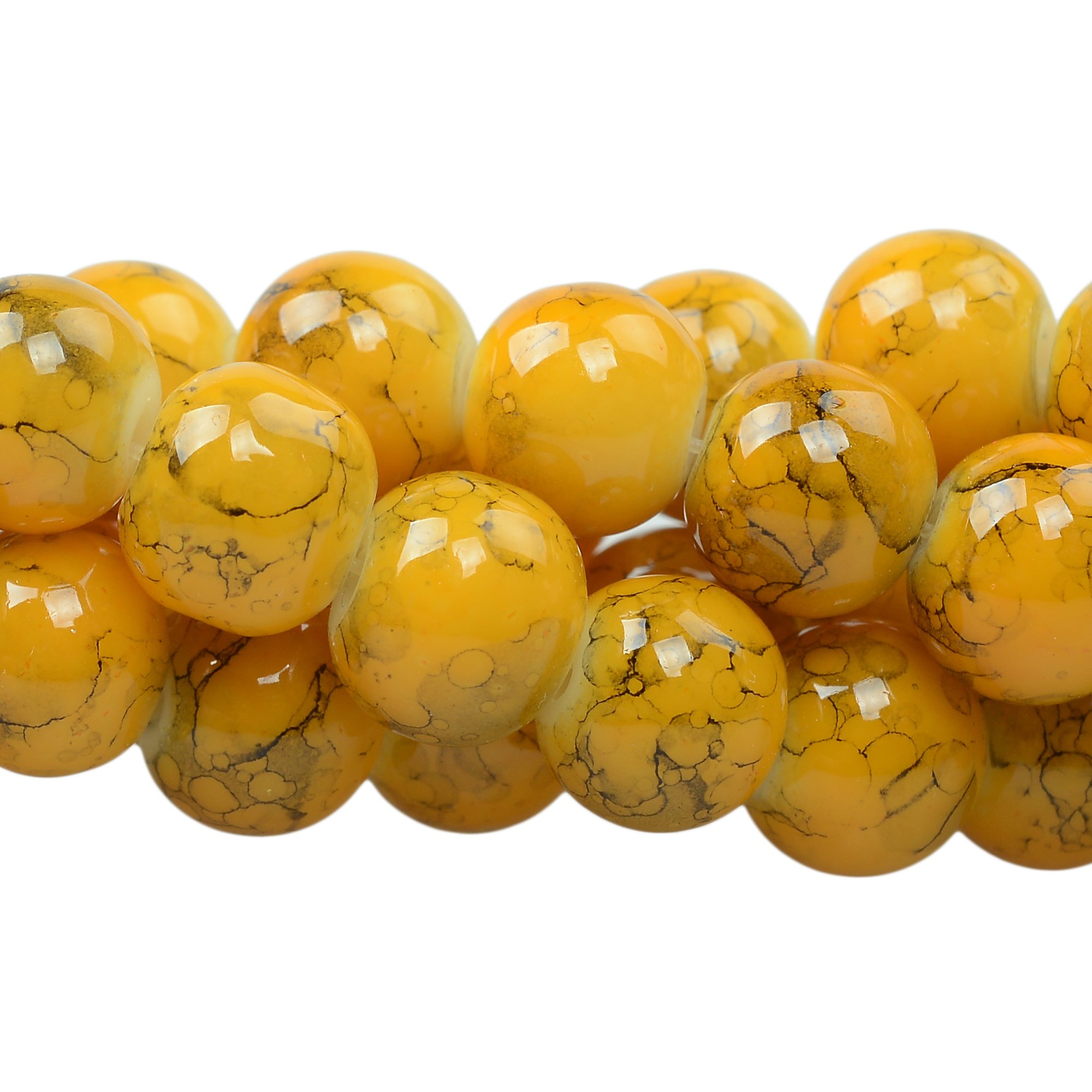 RUBYCA 14mm 2 Strands Czech Glass Round Beads Light Orange Painted Colored String Jewelry Making