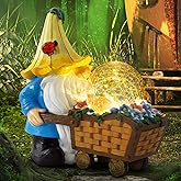 Grovind Garden Gnomes Outdoor Decorations Solar Statues,Garden Gnome Decor with LED Lights,Gnomes Clearance for Patio Lawn Decor Gnome Gift for Woman