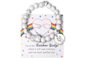 Anavia Pet Portrait Rainbow Bridge Pet Memorial Bracelet for Beloved Dog Cat, Pawprint on My Heart Personalized Handmade Bracelet Keepsake, Loss of Pet Sympathy Jewelry Gift for Women Teen Girl