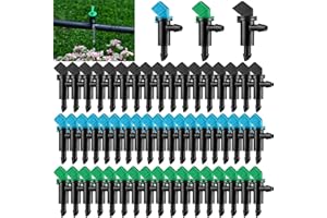 HOINCO 60Pcs Irrigation Drip Emitter, 3 Sizes Garden Flag Dripper, Black, Blue, Green, Plastic, Fixed Spray, 1-1.5bar, 1-4 GP