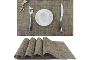 Bright Dream Placemats Dining Table Placemats set of 4 Washable Table Mats Easy to Clean PVC Placemat (placemats Set of 4, Camel)