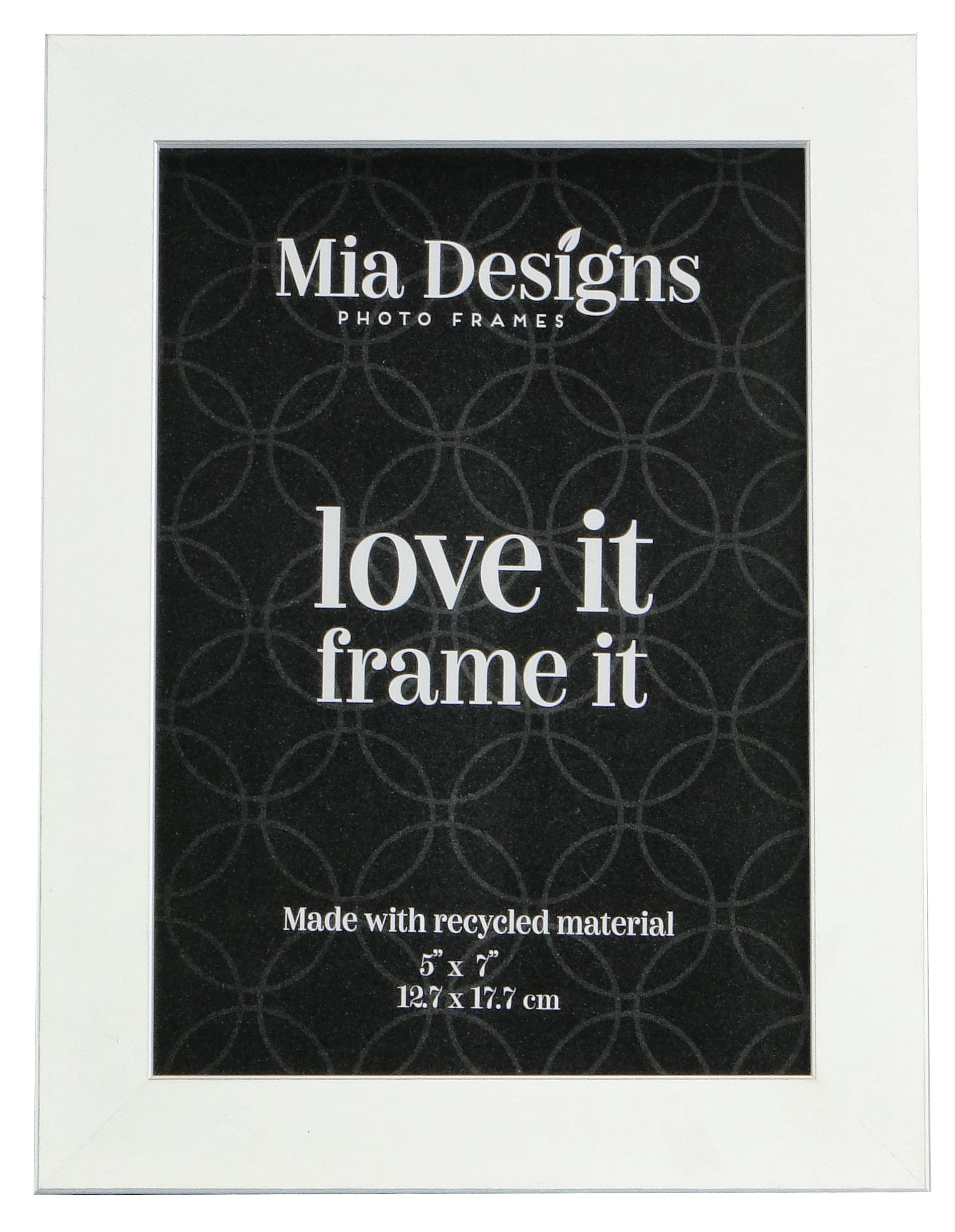 Mia Designs Picture Frame White with Silver Lines 5x7 13x18 Cm Photo Frame for Desk, Wall and Table Top in Eco-friendly PS material Environmentally Friendly Freestanding Frame