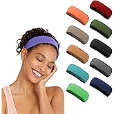 Workout Headbands -10 Pack | Sweatbands for Women Mens Girls Boys | Non Slip Sweatbands for Yoga Running Fitness | Wicking Hairbands