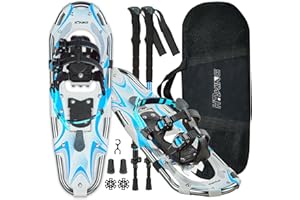 PEJEVIR 14/17/21/25/30 Inches Lightweight Snowshoes with Toe Box and Heel Lift, 3-in-1 Aluminum All-Terrain Snow shoes Kit with Adjustable Trekking Poles and Heavy-Duty Carrying Tote Bag for Women Men and Kid