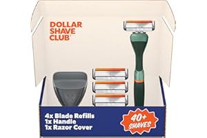 Dollar Shave Club | Travel Shave Set | 4 Swift Rinse Refill Cartridges, 1 Handle (Green), 1 Razor Cover