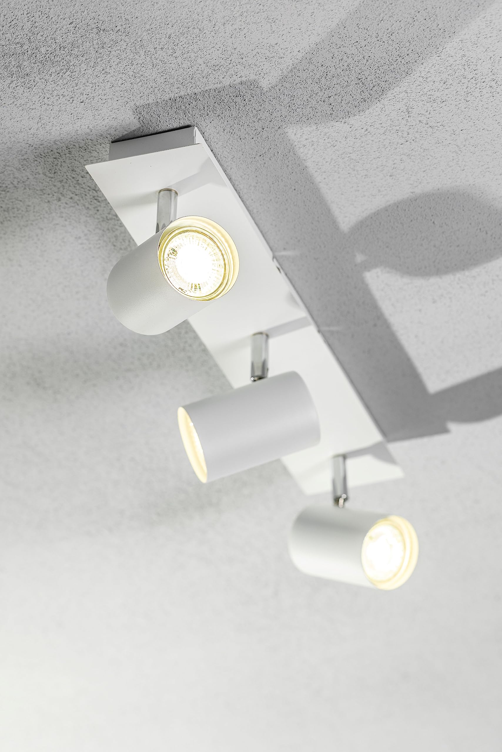 CGC Lighting White Indoor Ceiling Wall Spots LED GU10 Spotlight Bar Light Three Adjustable Heads (White, Triple)