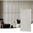 Art3d 2 Wood Slat Acoustic Panels for Wall and Ceiling - 3D Fluted Sound Absorbing Panel with Wood Finish - White Elm