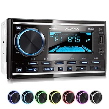 XOMAX XM-2R422 Autoradio mit Bluetooth I RDS I AM, FM I USB, AUX I 7 Beleuchtungsfarben einstellbar I 2 DIN