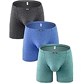 iKingsky Men's Long Leg Boxer Briefs Sexy Bulge Trunks No Ride Up Underwear Soft Men Underpanties
