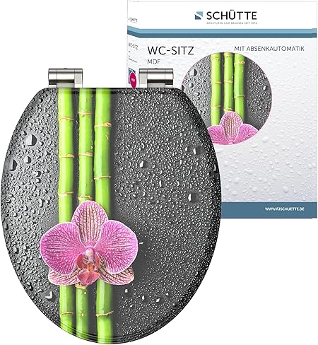 Schutte Asia Sitz Holzkern Toilettensitz Mit Absenkautomatik Passend Fur Viele Handelsubliche Wc Becken Maximale Belastung Der Klobrille 150 Kg Motiv Blume 80121 Amazon De Baumarkt