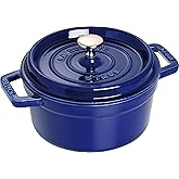staub La Cocotte Round 40510-264 Pico Cocotte Round Gran Blue 7.9 inches (20 cm) Handed Cast Iron Pot, Induction Compatible