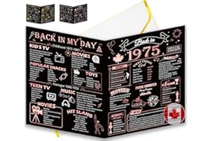 50th Birthday Card, Jumbo CANADA 25x20cm Back in 1975, Rose Gold Happy 50th Birthday Decoration for Woman, Mother, Mother-in-