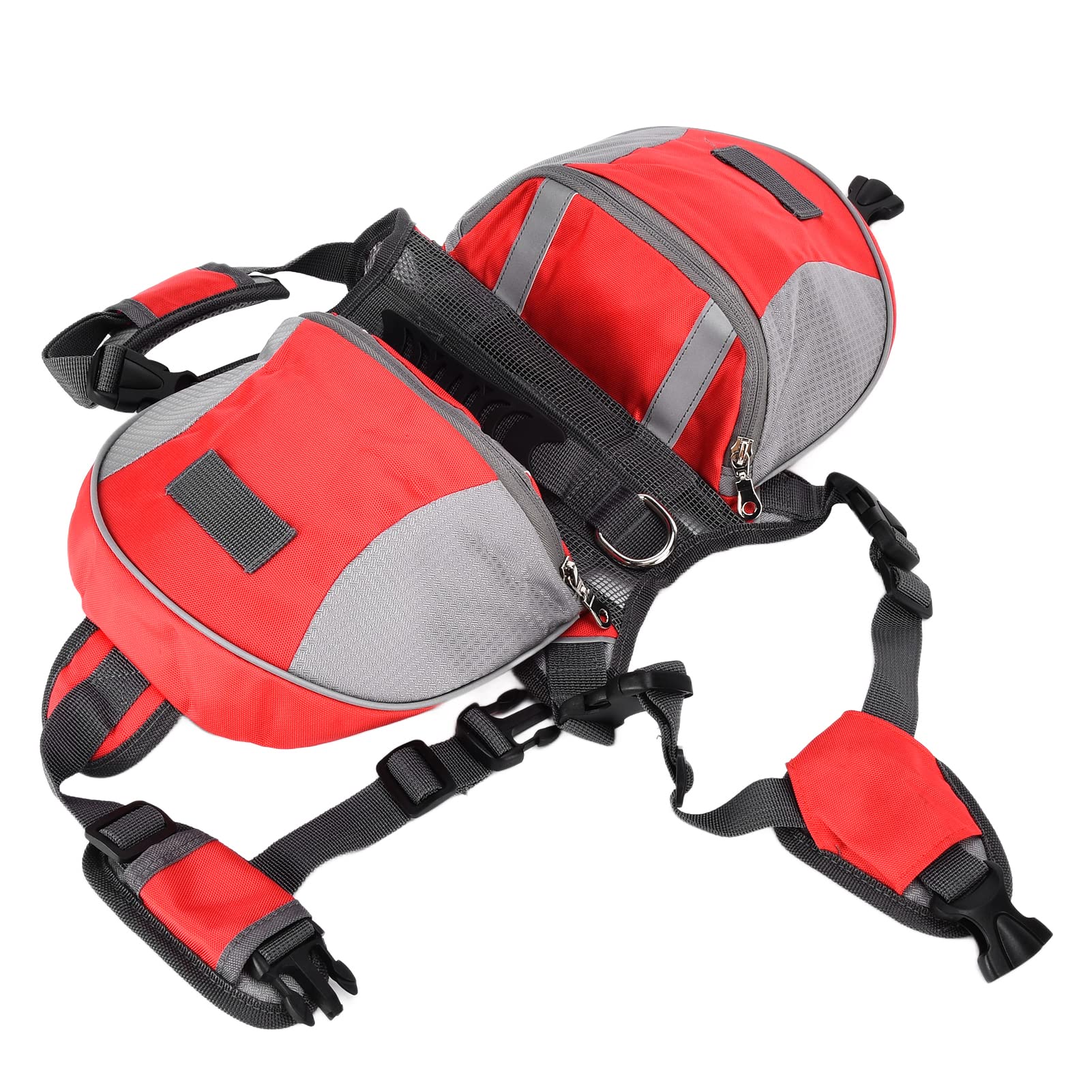 Cyrank Dog Hiking Backpack, Dog Saddlebag Dog Pack Tactical Backpack Harness Dog Saddle Bag Pet Backpack for Hiking with Side Pockets for Small Medium Large Dogs(M-Red)