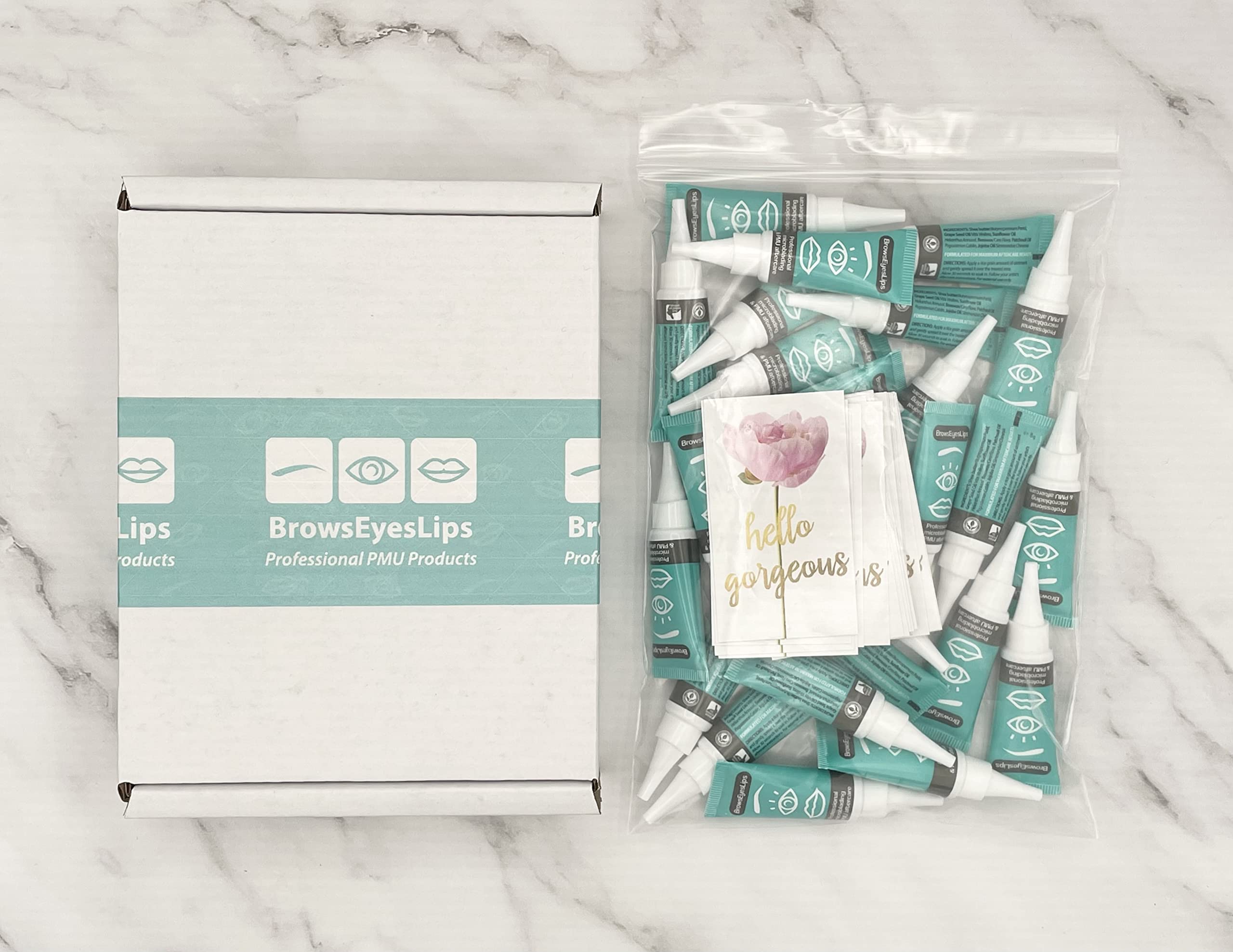 Microblading Aftercare - (Box of 25) for PMU and Tattoo Aftercare - Brows Eyes Lips Ointment. Not Tested on Animals. Petroleum and Paraben Free