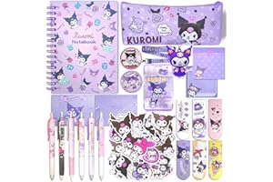 Lobsgous Cute School Supplies Set, Kawaii School Supplies Gift Set, Including Cartoon Journal Pencil Case Ballpoint Pen ID Badge Holder Stickers Key Chain Bookmark