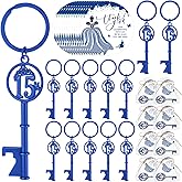 Sliner 50 Sets Quinceanera Party Favors for Guests 15 Birthday Keychain 15 Years Old Bottle Opener Thank You Tags Quinceanera Gift Birthday Quince Party Souvenirs for Girl Adults (Blue)