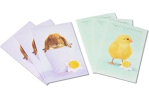 American Greetings Easter Cards for Kids with Envelopes, Bunny and Chick (6-Count)