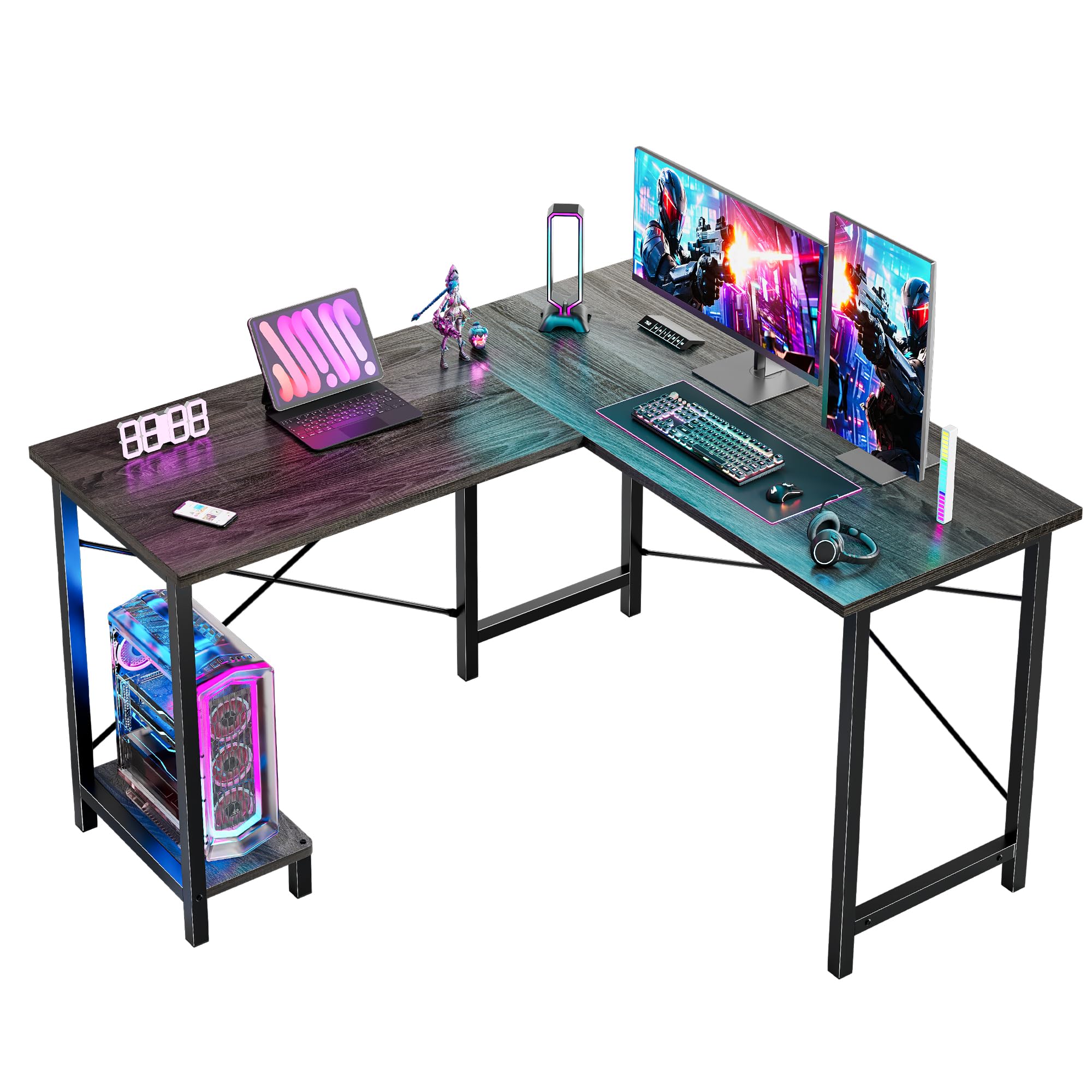Photo 1 of ** SIMILAR** DUMOS L Shaped Desk, Gaming Computer Desks Corner Office Table with CPU Shelf for Home Study Writing Work Station 50 Inch, Grey