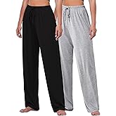 FEQO 2 Pack Women's Lounge Pants Wide Leg Yoga Pants Casual Pajama Bottoms