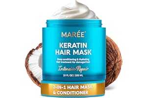 MAREE Deep Conditioning Hair Mask for Damaged Hair Treatment - Keratin Hair Care for Hydrating Growth Repair Moisturizing - Dry Curly Color Refreshing - Tratamiento Mascarilla Para el Cabello Seco