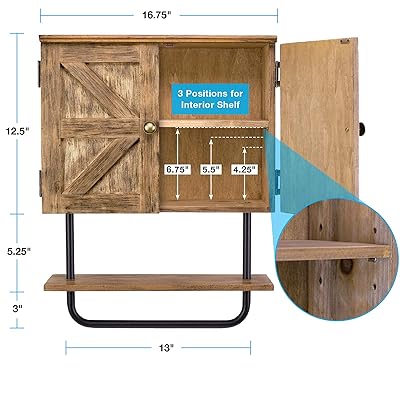 Buy Excello Global Products Barndoor Bathroom Wall Cabinet Space Saver Storage Cabinet Kitchen Medicine Cabinet With Adjustable Shelf And Towel Bar Rustic Brown Online In Indonesia B08lhkyv8l