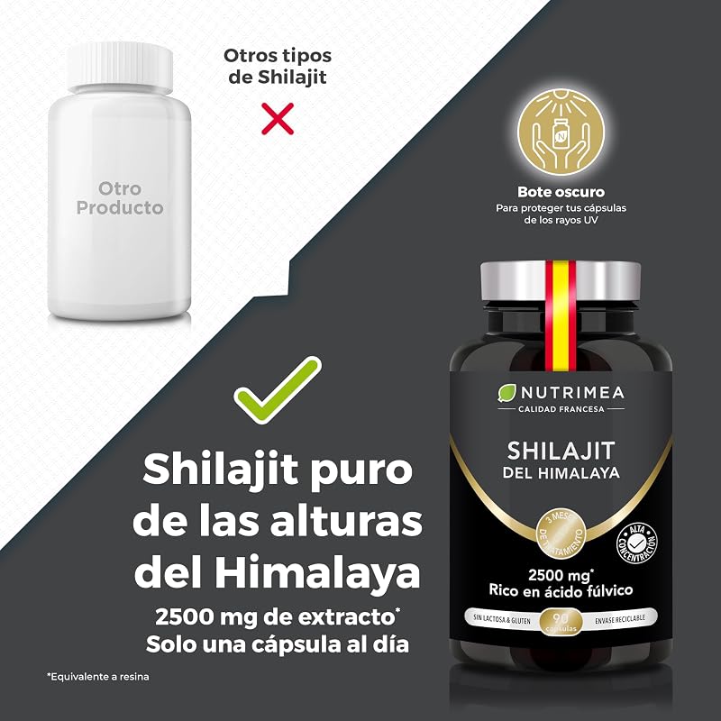 Shilajit Puro | 2500 mg Ácido Fúlvico | 90 Cápsulas Veganas