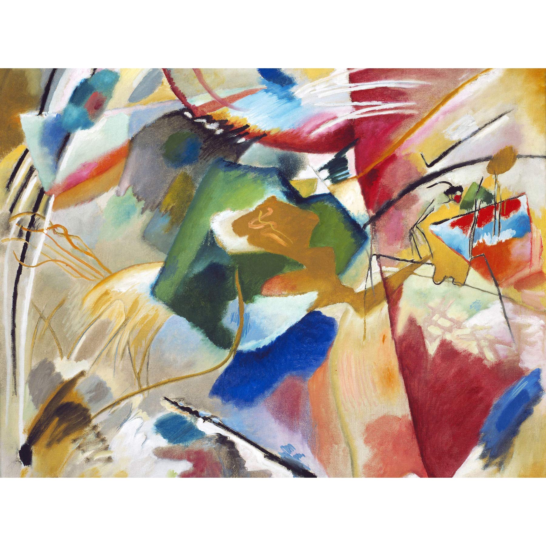 Kandinsky Green Centre Abstract Painting Cropped Large Wall Art Print Canvas Premium Mural