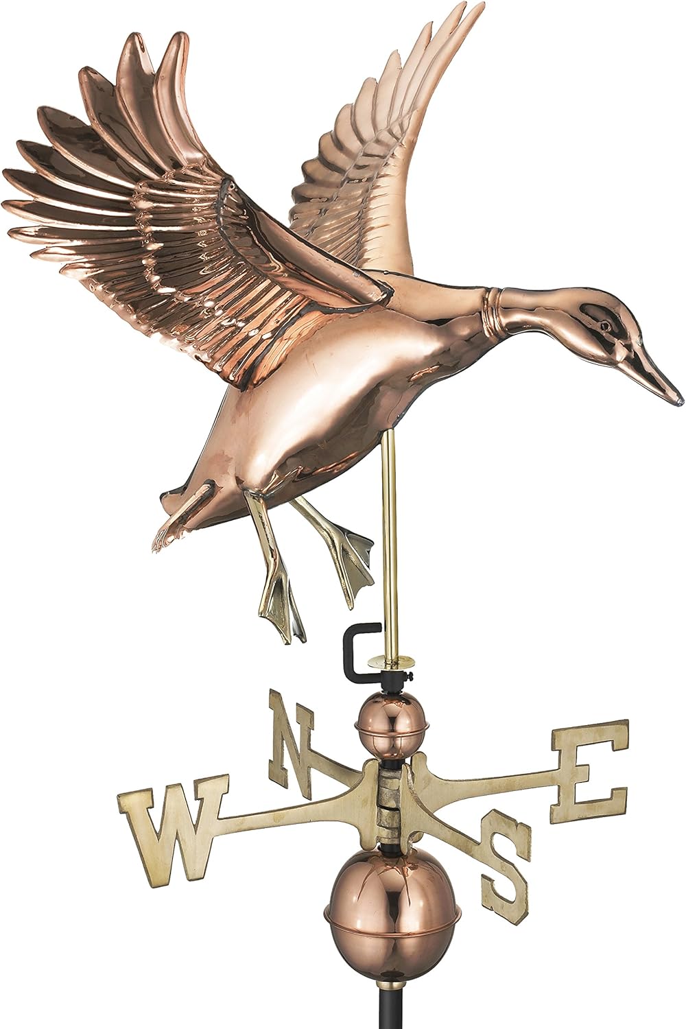 Weathervanes - Good Directions Landing Duck Weathervane, Pure Copper