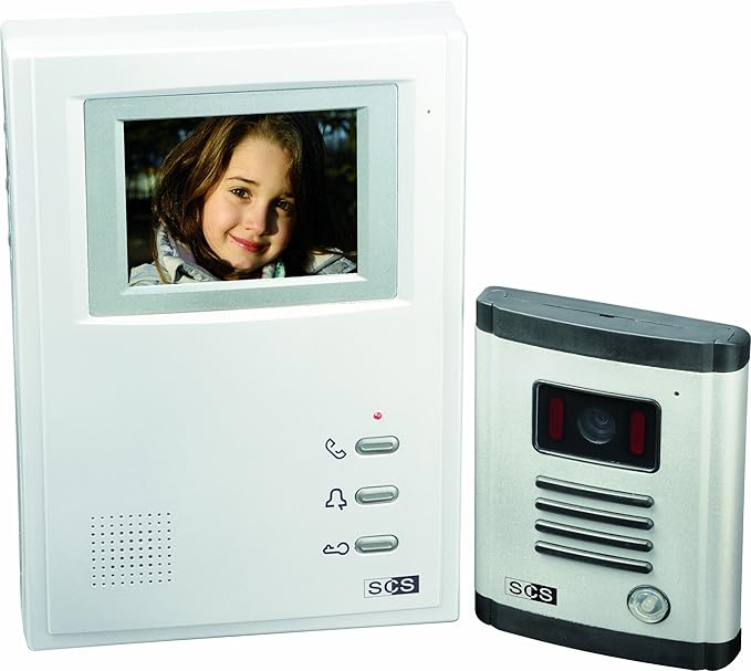 title=SCS SEN4139309- Videocitofono a 4 fili con schermo a colori, 10 cm, con placca