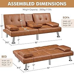 Yaheetech Convertible Sofa Bed Adjustable Couch