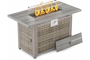 SUNPEAK Outdoor Fire Pit Table Propane Gas Fire pits &Outdoor Fireplaces 43″ Rectangular Firepit Table, 50,000 BTU Fire Table for Patio Set (43‘’ rectangular)