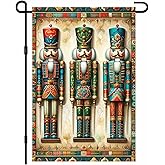 BlissYard Christmas Nutcracker Garden Flag 12 x 18 Inches Vintage Style Featuring Colorful Nutcracker Soldiers Perfect For Festive Outdoor Yard Décor Seasonal Displays And Holiday Decorations