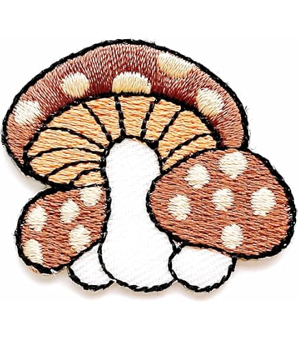 Polka Dots Mushrooms Iron-On Patches – 3-Pack, Embroidered, Flowers & Plants Theme