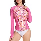 Cagola Rash Guard for Women Zipper Long Sleeve Swimsuits Full Coverage Swim Shirt Rashguard Tops Uv Water Shirts for Ladies