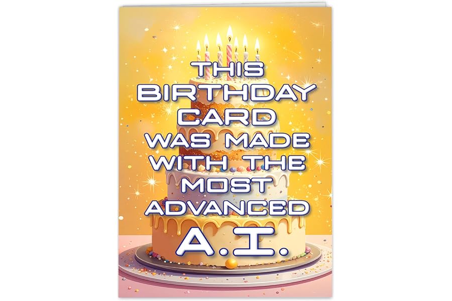 Funny Birthday Card for Women, Men & Friends! Hilarious A.I. Birthday Joke! | Funny Message Inside, Free Bonus Postcard Inclu