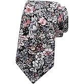 LJBFNN Mens Floral Ties, Skinny Cotton Flower Ties for Men, 2.7" Neck Tie for Wedding Business Shirts