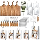 29 Pcs Baby Shower Prizes for Game Player 4 Sets Baby Shower Game Prizes Wedding Bridal Favors for Winners with Acacia Cheese Board Oak Knife and Fork Placements Artificial Eucalyptus Stems Tags Bags