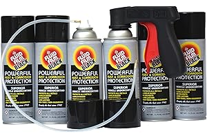 Fluid Film 11.75 oz Rust and Corrosion Inhibitor Black 6 Pack, Spray Can Extension Wand, Can-Gun1 Premium Tool Aerosol Spray
