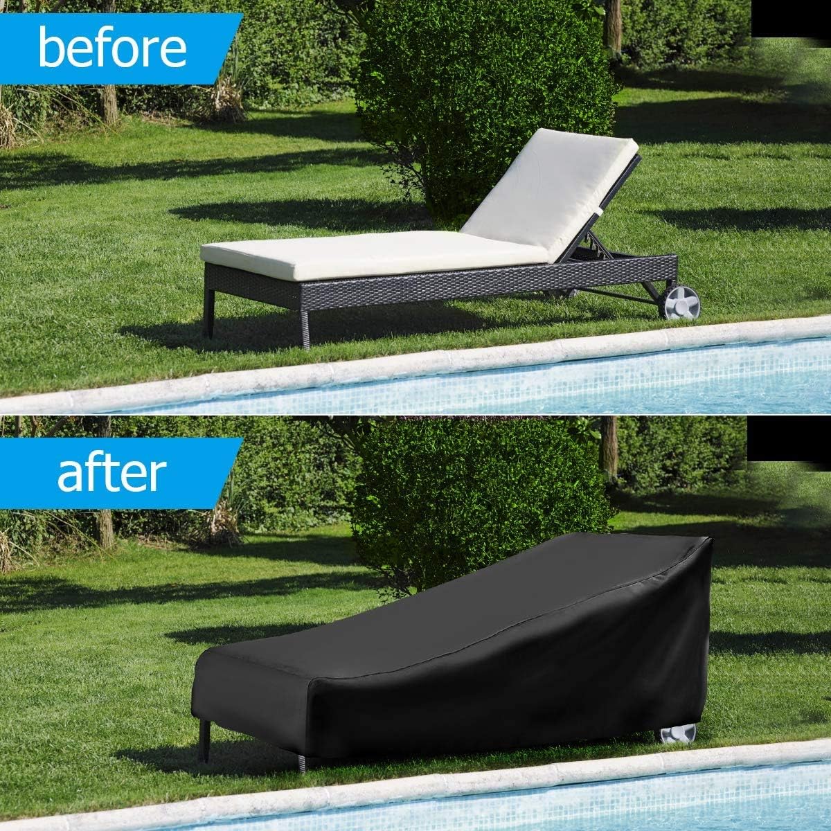 Patio Lounge Chair Cover, NASUM Waterproof Outdoor Lounge Chair Covers, 420D Upgraded Patio Furniture Cover, Durable Fading Resistant,Tear-Resistant, UV Resistant, 2 Pack(86Lx34Wx30H Inches): Home & Kitchen