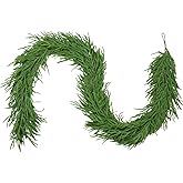 9FT Norfolk Pine Christmas Garland, Real Touch Artificial Greenery Garland for Indoor Outdoor Holiday Decor, Faux Pine Garland with Realistic Needles
