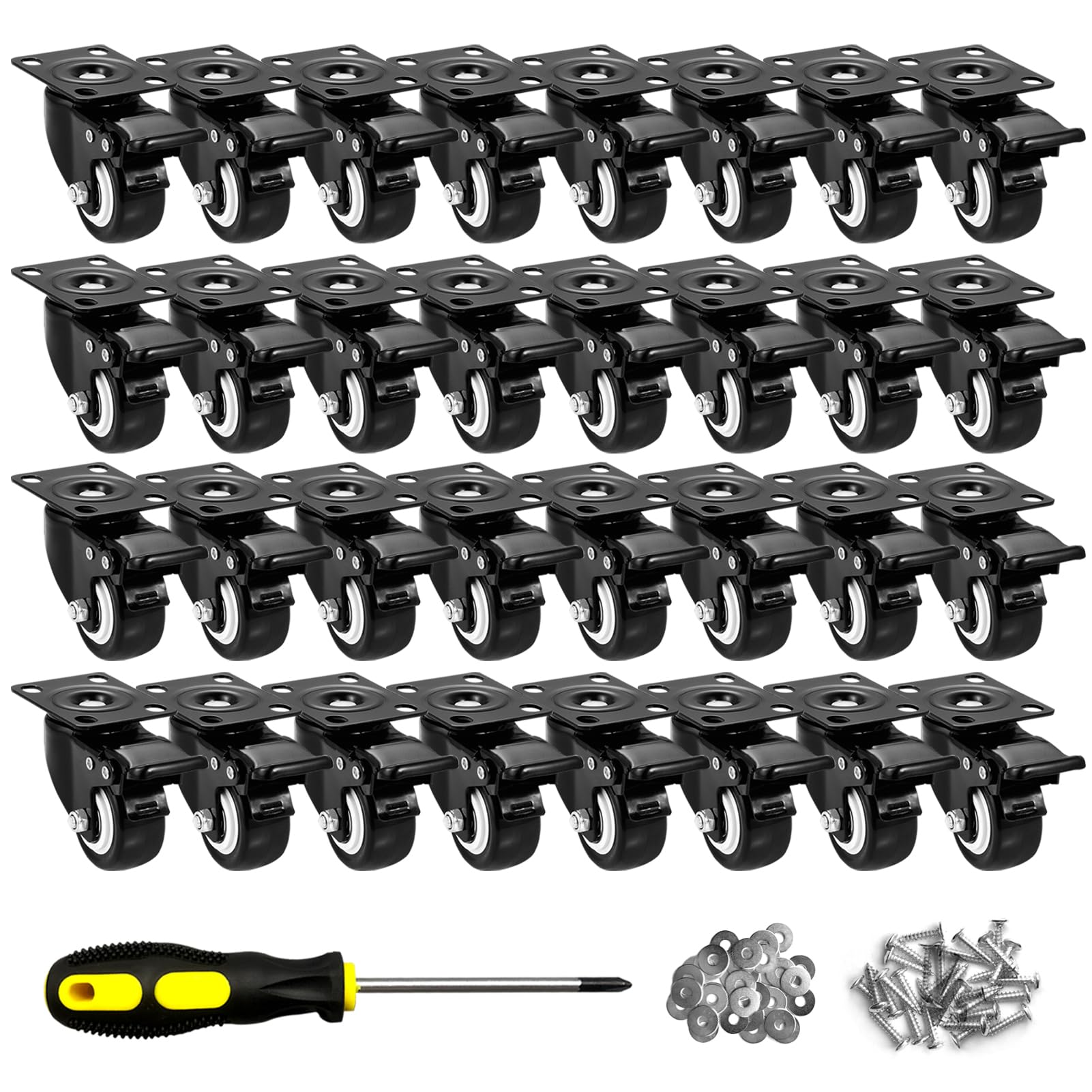 2" Caster Wheels Set of 32, Heavy Duty Casters with