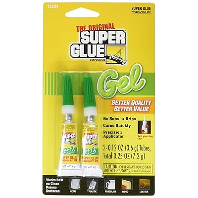 The Original Super Glue Cyanoacrylate Gel, 0.12 Oz Each, 2 Tubes