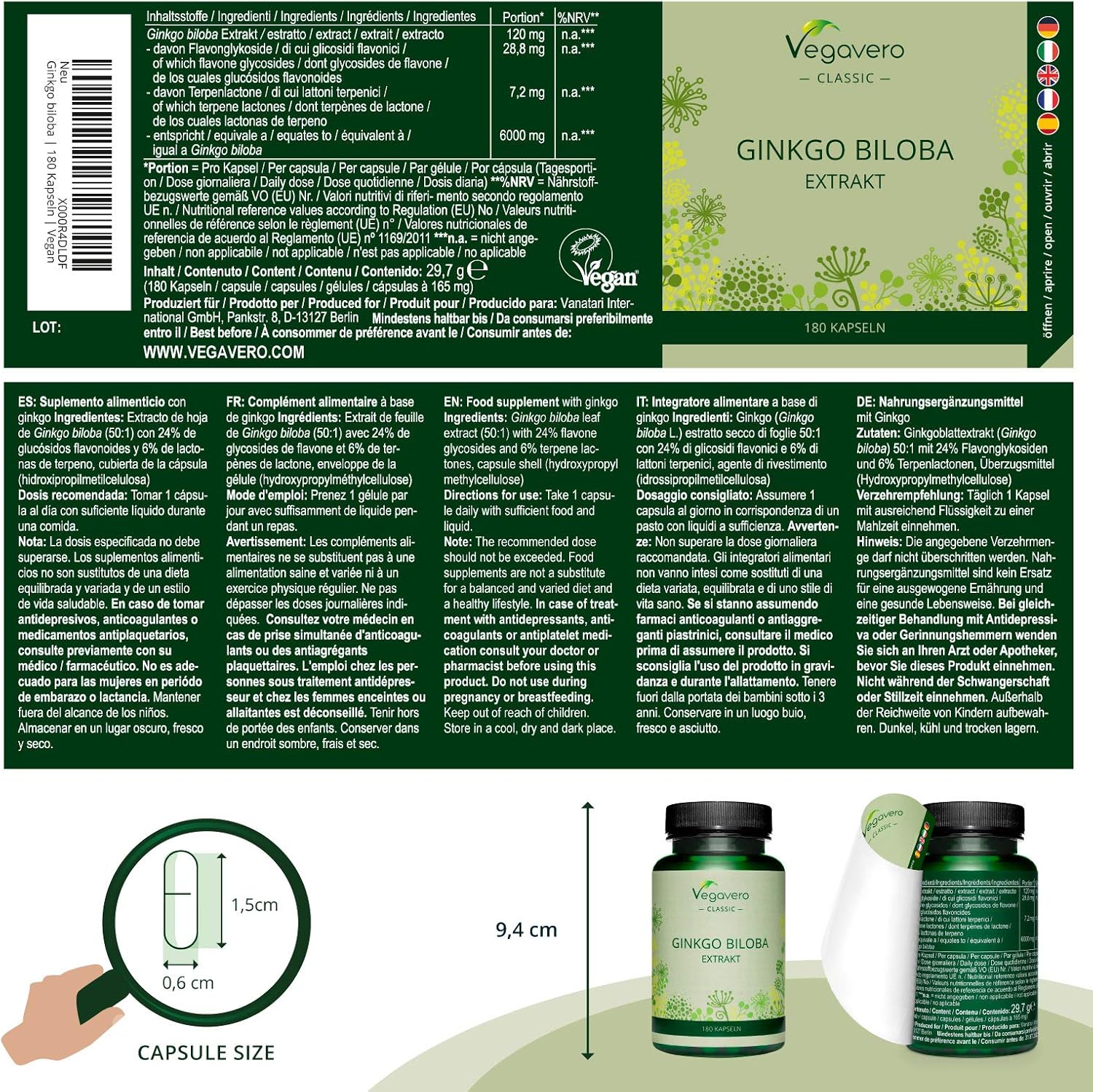 Vegavero Ginkgo Biloba 6000 mg, 180 count (Pack of 1) - Image 3