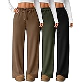 JoyMotion 3 Pack Women Corduroy Drawstring Pants with Pockets High Straight Leg Elastic Waistband Casual Fall/Winter Trousers