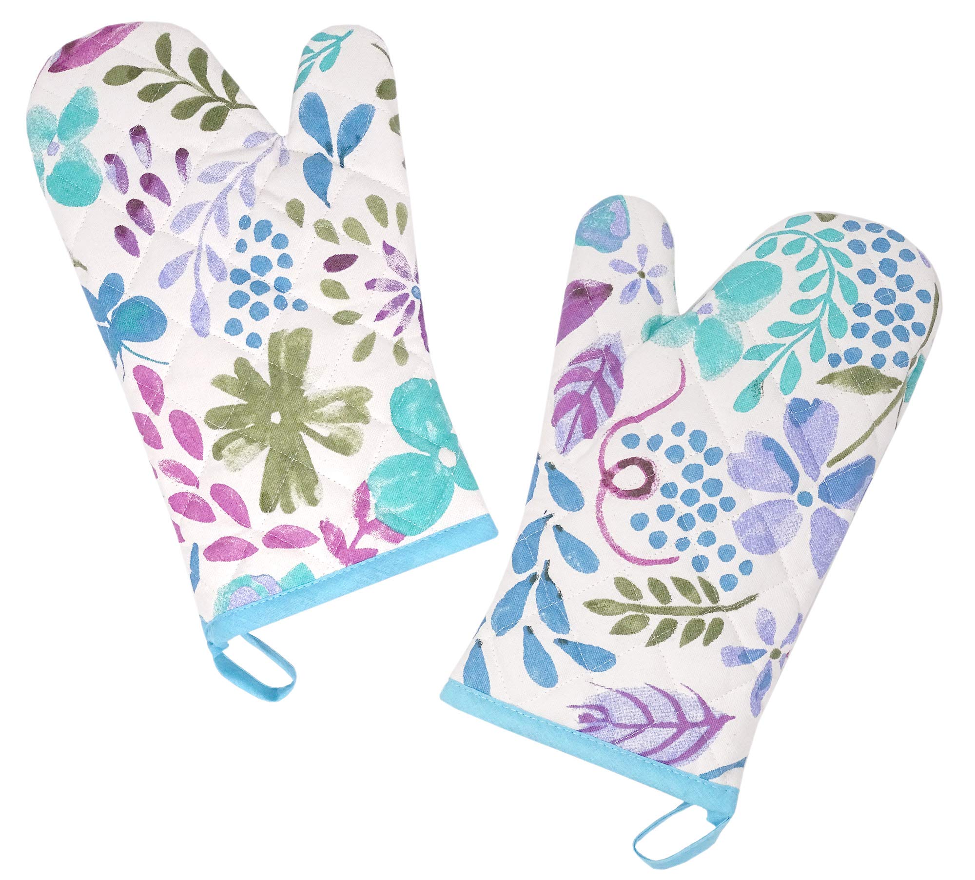 Lashuma Oven Gloves 30 x 20 cm Set of 2 Multi-Coloured with Watercolour Motif