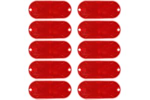 10pcs Red Oval Reflector with Mounting Hole Used for Roads, Front Reflector Oval Reflector for Driveway Fence Gate Posts Trai