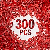 300 Piece Red Bricks Bulk Assortment Pack, 12 Size Red Brick Accessories for Building, Compatible with Lego Parts and Pieces